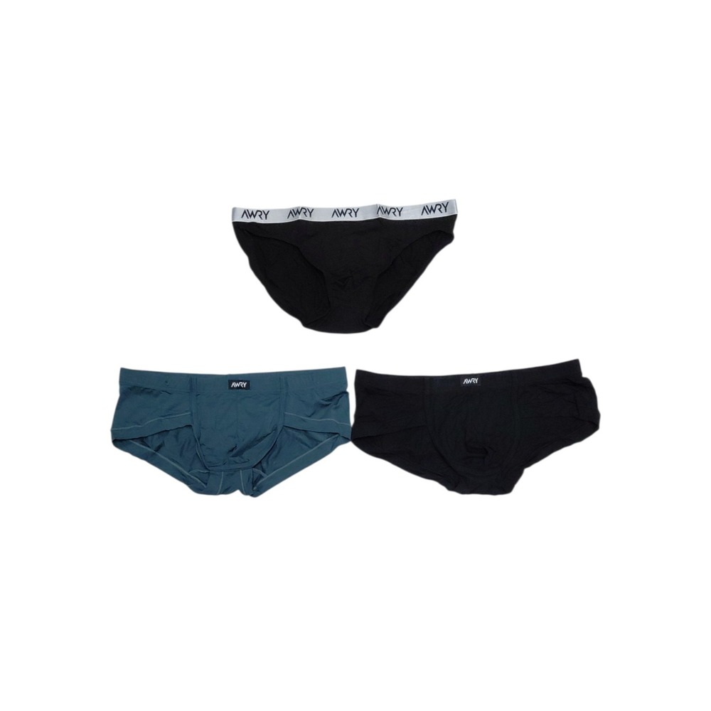 AWRY Mens Underwear Lot of 3 Briefs Size Medium Teal & Black